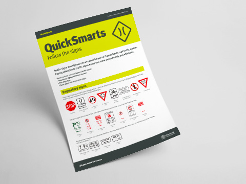 Factsheet with road signs and rules