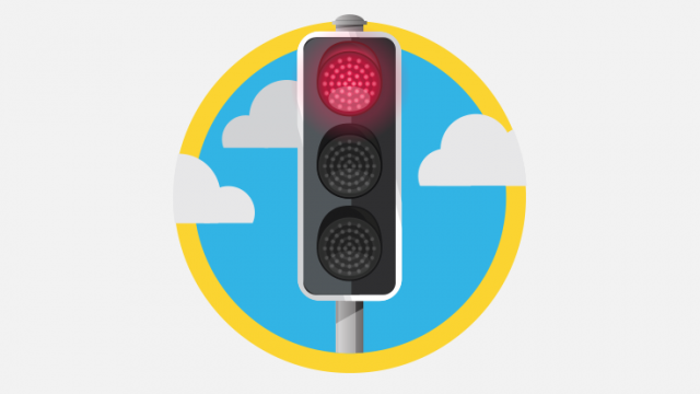 Visual of a red traffic light