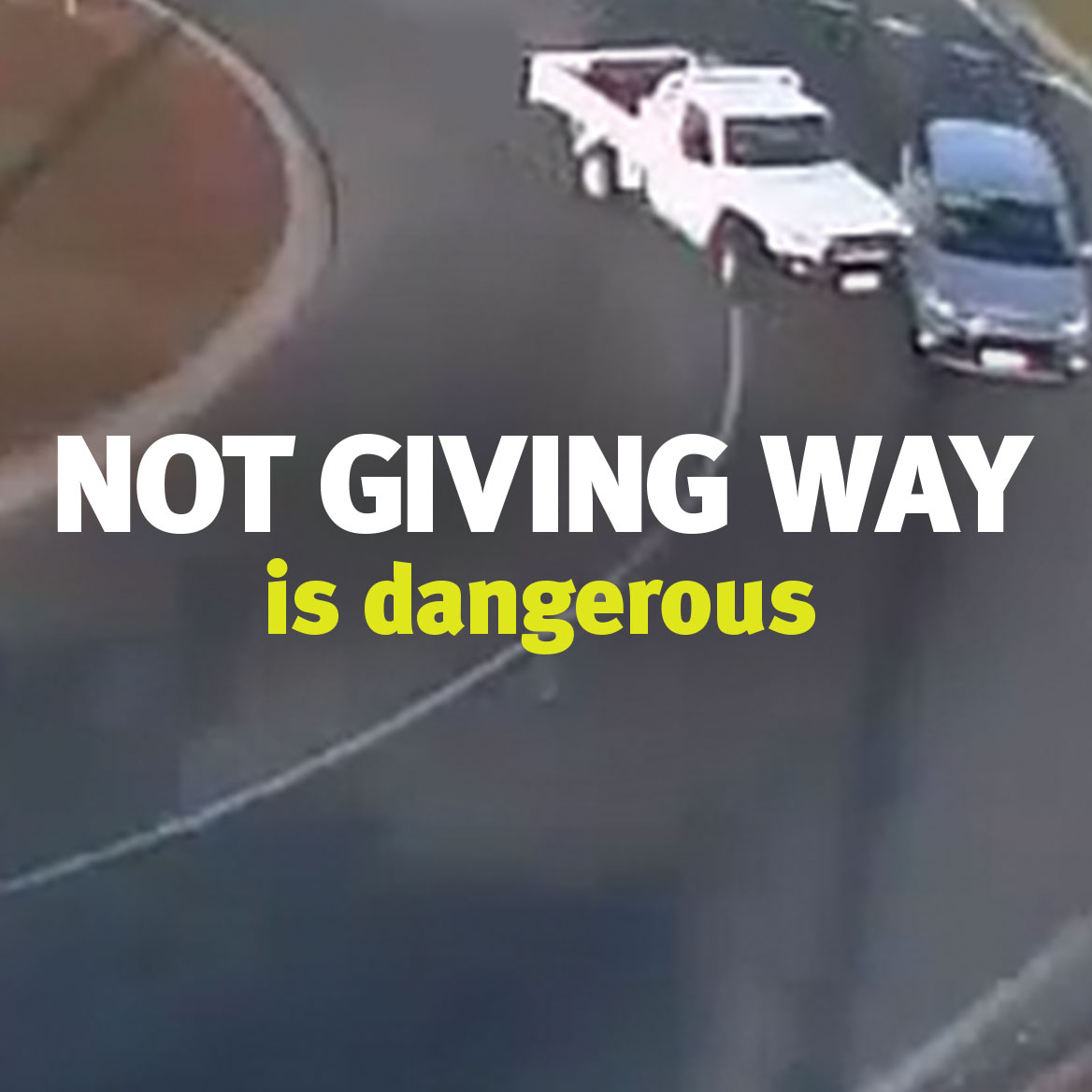 Screenshot from traffic light CCTV footage that says 'Not giving way is dangerous'