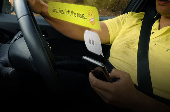 Person texting while driving